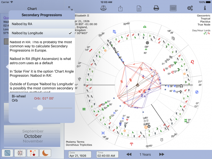 Long Press - Secondary Progressions settings
